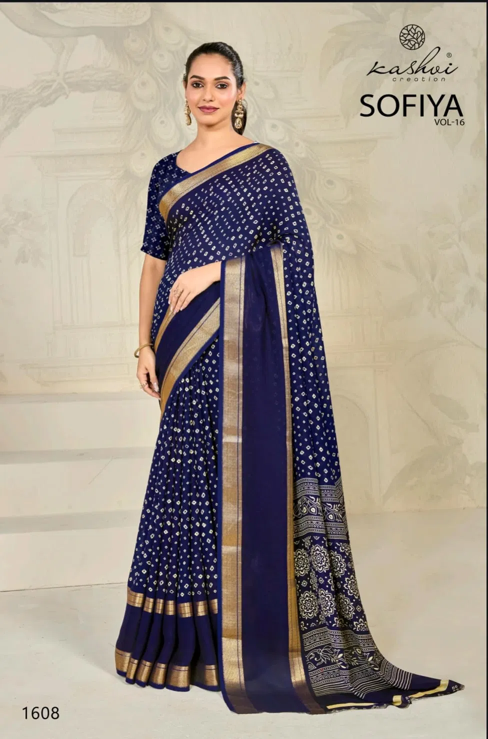 Sofiya Vol 16 By Kashvi Moss Zari Border Printed Wholesale Saree In India